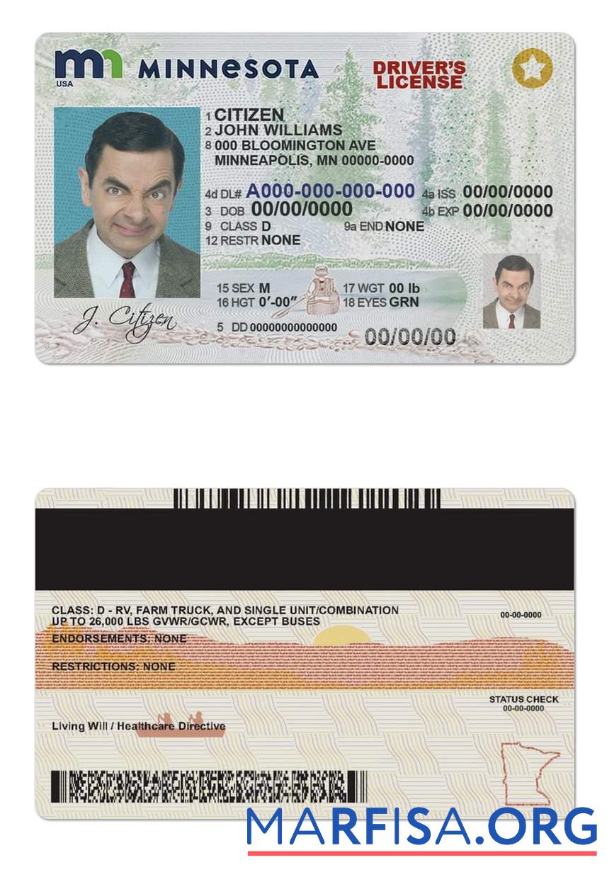 Downloadable USA Minnesota driving license template